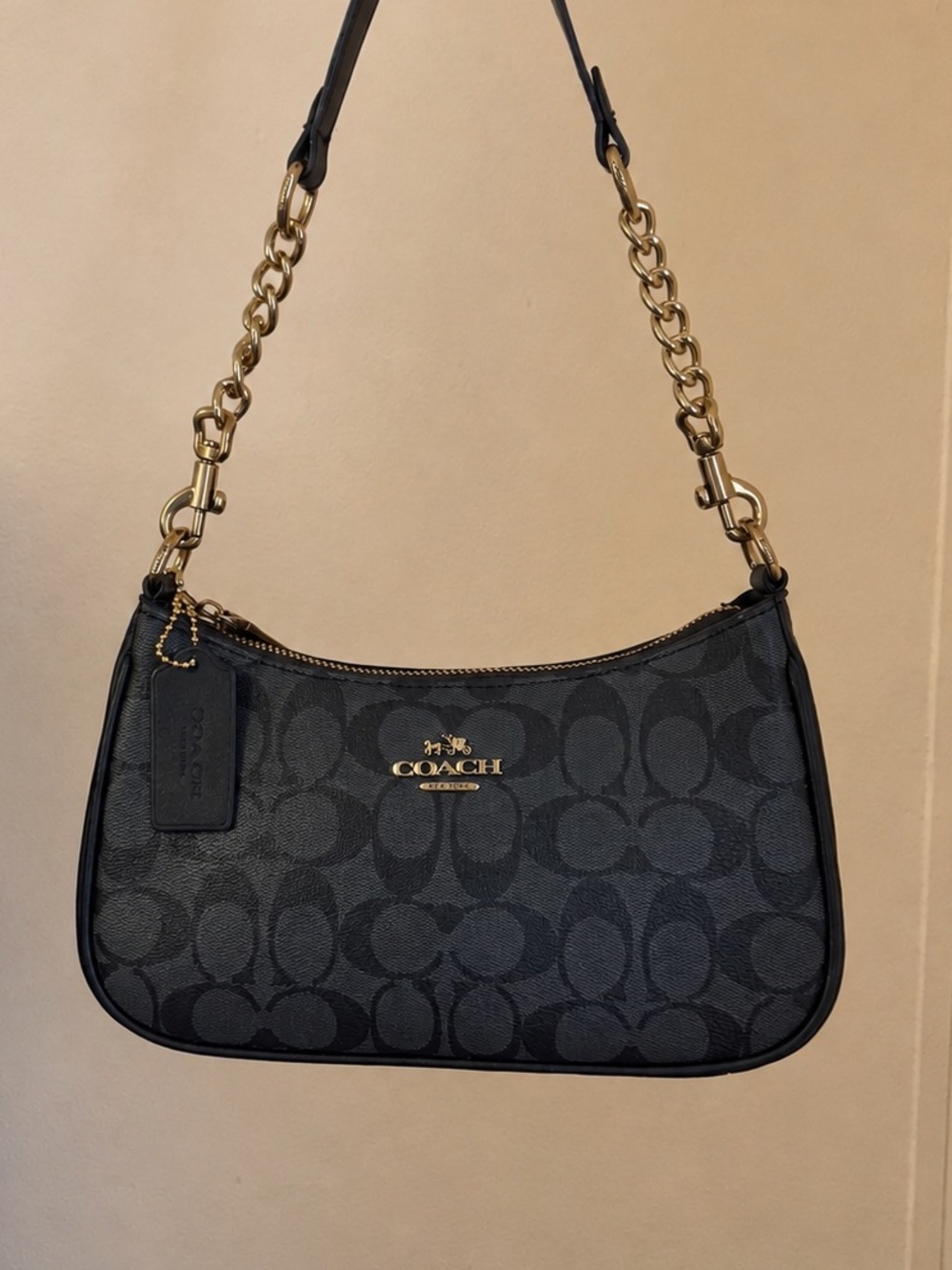 COACH Teri Shoulder Bag in Signature Canvas Black